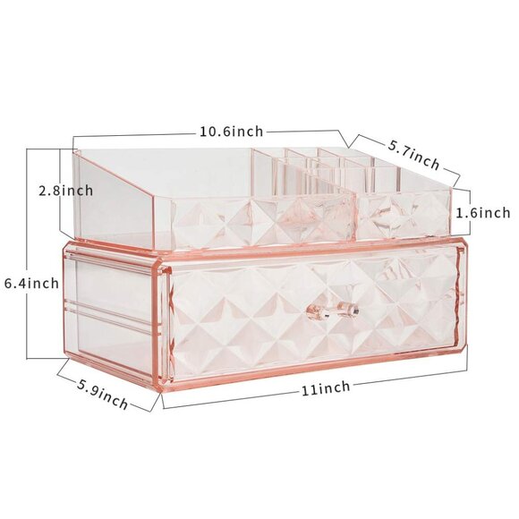 Women's Makeup Organizer Acrylic Cosmetic Storage Drawers and Jewelry Display - Picture 3 of 5